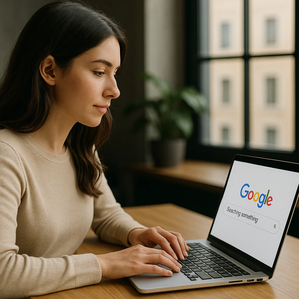 Women searching on search engine